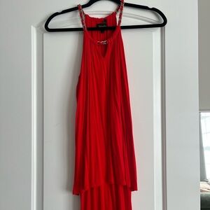Elegant Red Halter Dress